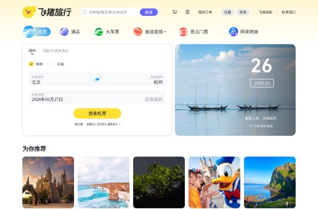 飞猪旅行 网站预览