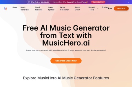 MusicHero 网站预览